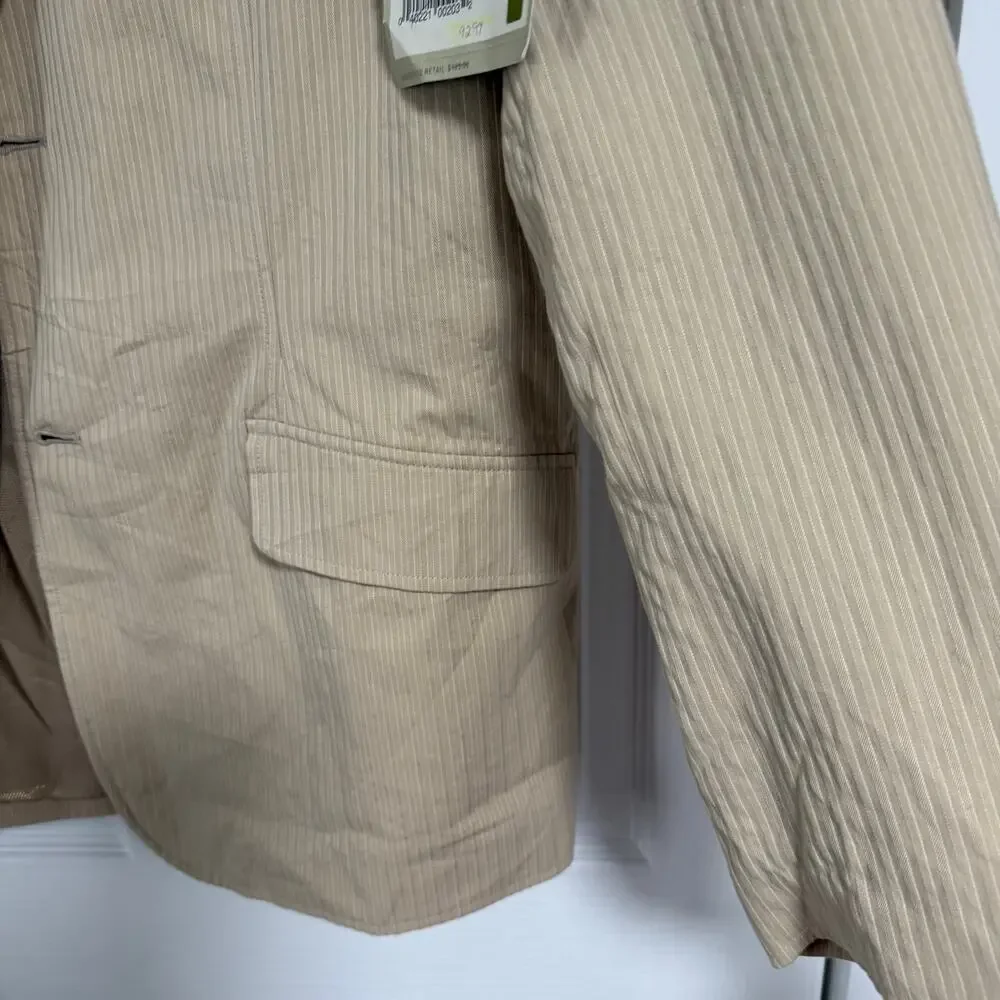Claiborne Men's Tan Beige Cotton Two Buttons Sportscoat Blazer Jacket Size 44R